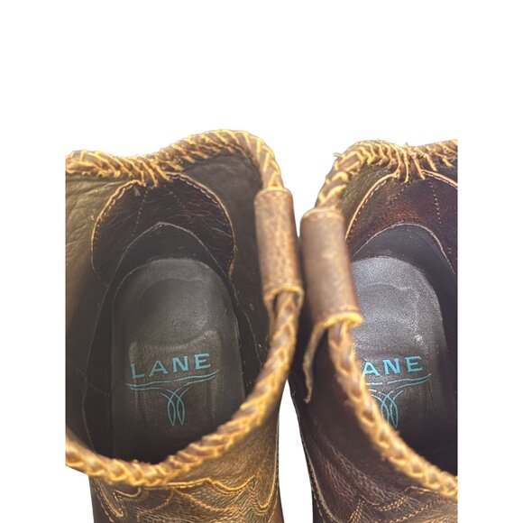 Lane Brown Leather Ankle Boots Size 6 - Picture 8 of 9